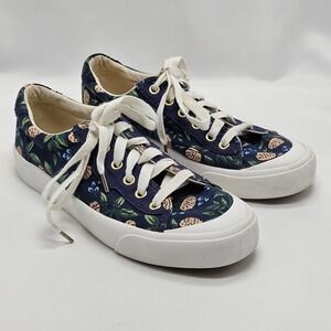 Keds x Rifle‎ Paper Co Women's Size 7.5 Sneakers Blue Peonies Floral Print Shoes